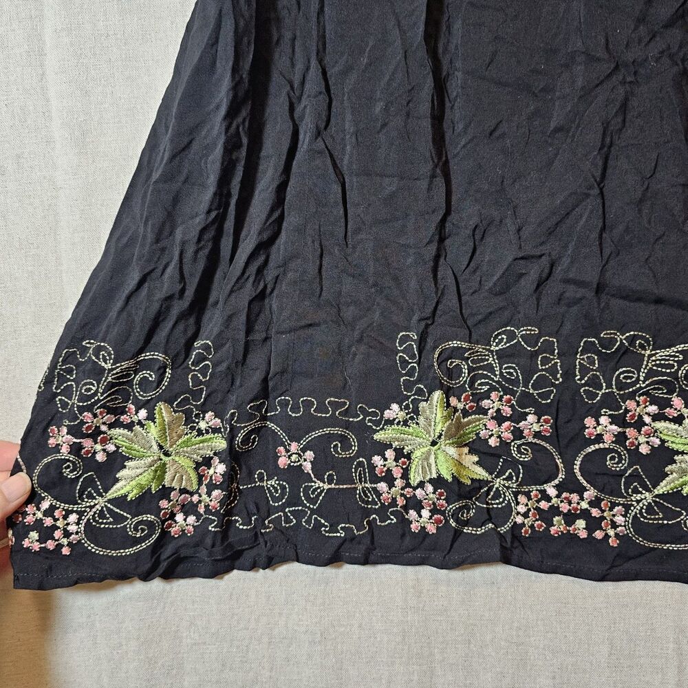 Heavily Embroidered Black Mini Dress Tunic Mexican Beach Travel NWT Size Large - Picture 4 of 9